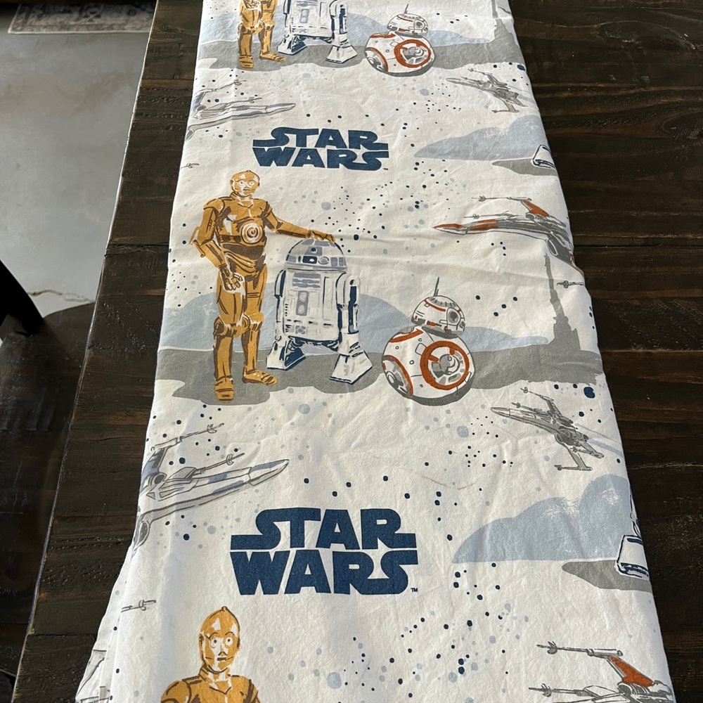 Pottery Barn Kids Star Wars “Droid” FULL FLAT sheet R2D2 CP3O 100% Cotton
